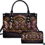 Steampunk Clockwork Butterfly Handbag and Wallet Set