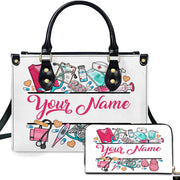 PREAUREUM "{split_values}" Personalized {collection_title} Leather Handbag