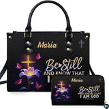 Illuminated Cross and Easter Lily Devotional Handbag and Wallet Set