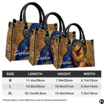 Handbag sizing diagram illustrating medium, large, and extra-large dimensions