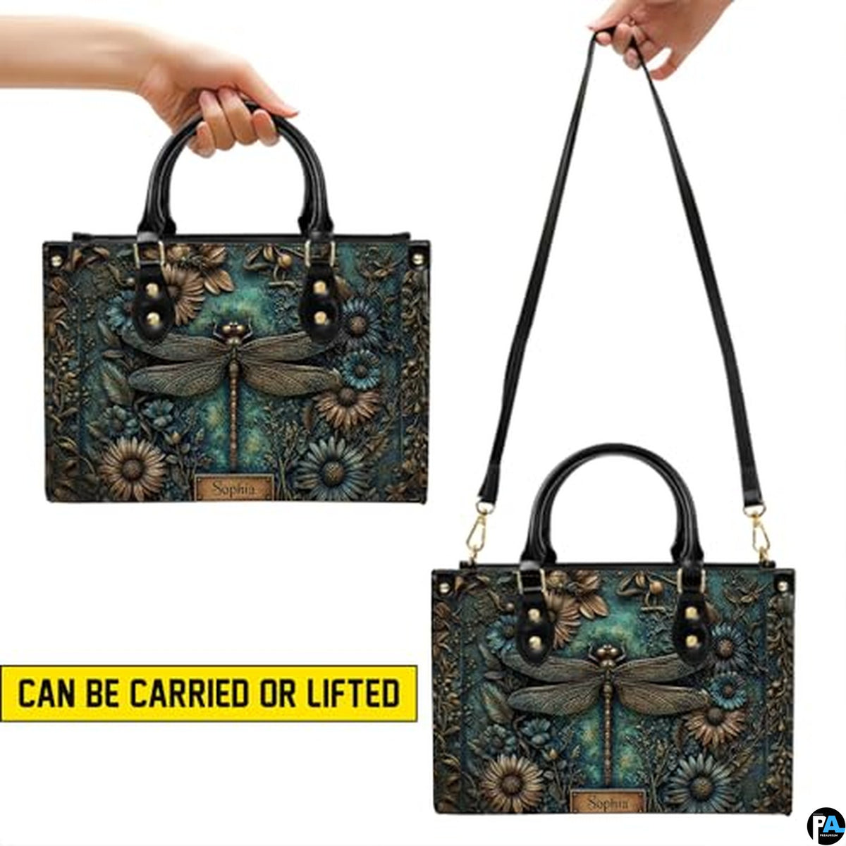 Personalized Halloween Leather Handbag – Custom Witch 3D Printing Effect Purses For Women – Spooky Gothic Shoulder Bag