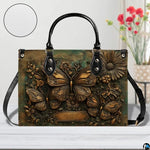 Personalized Animal Leather Handbag – Custom Name Flowers with 2D Print with 3D Effect – Gift for Gramma, Mom, Daughter