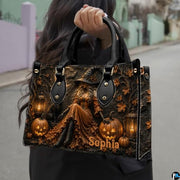 Personalized Witch Handbag with Purse, Custom Name Gothic Leather Bag Set for Women, Halloween Shoulder Bag, Witch Gift
