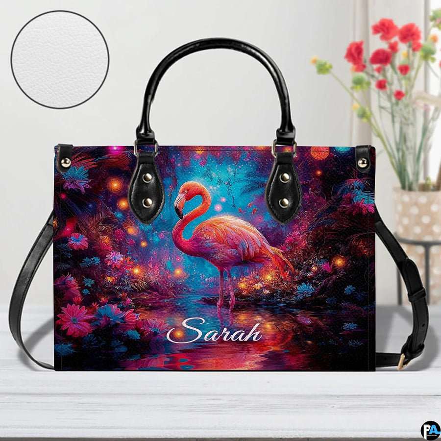 Interior view of the handbag displaying lining and spacious central compartment.