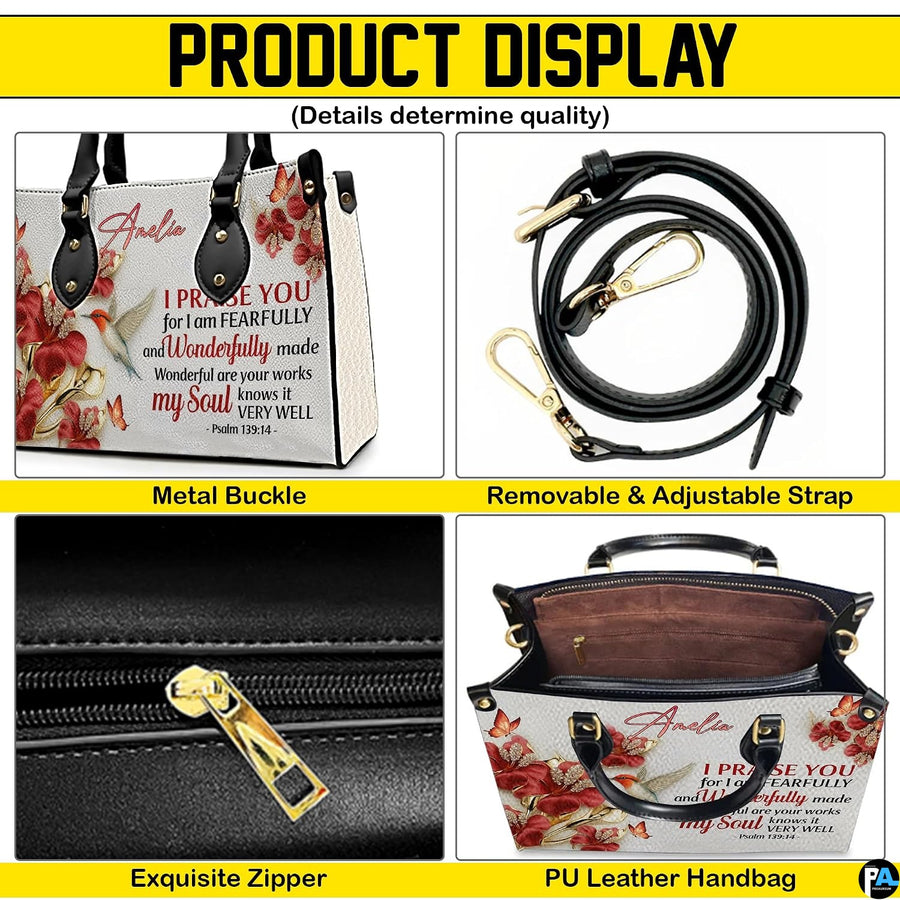 Detailed view presenting golden metallic clasps, secure attachments, and sliding fasteners.