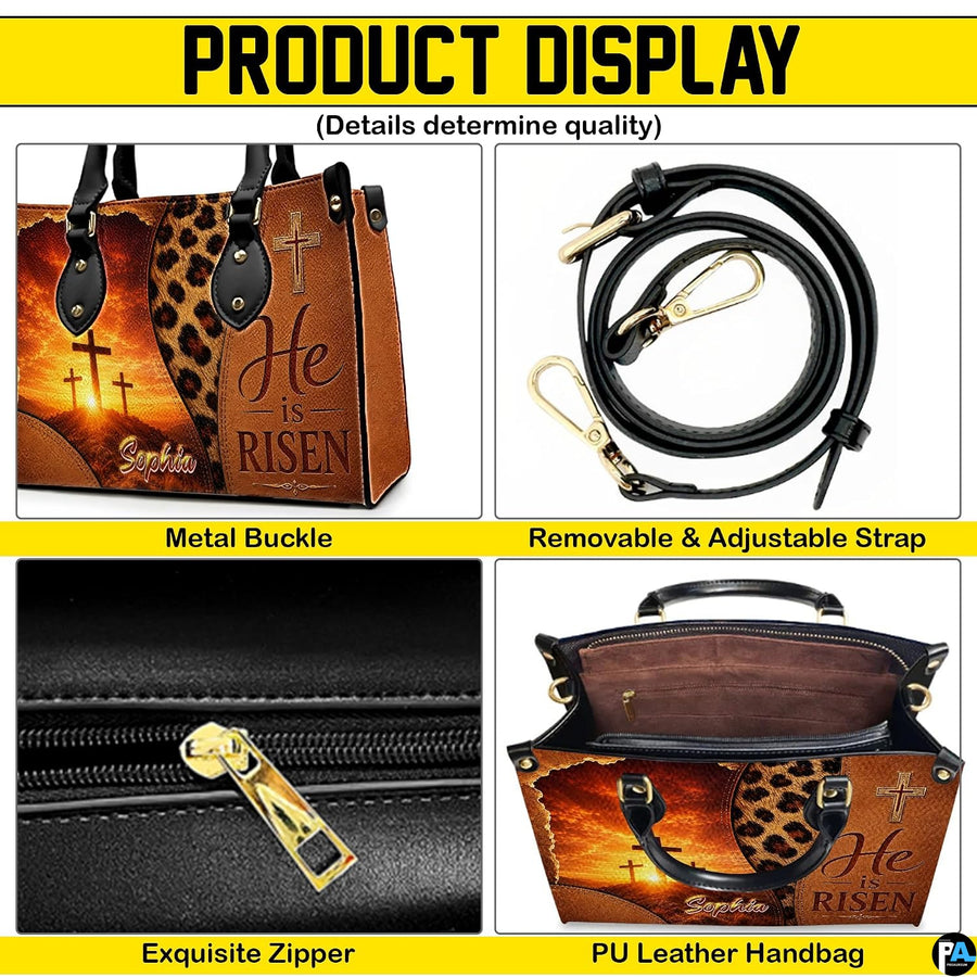 Detailed views of the Christian handbag construction, stitching, and interior space.