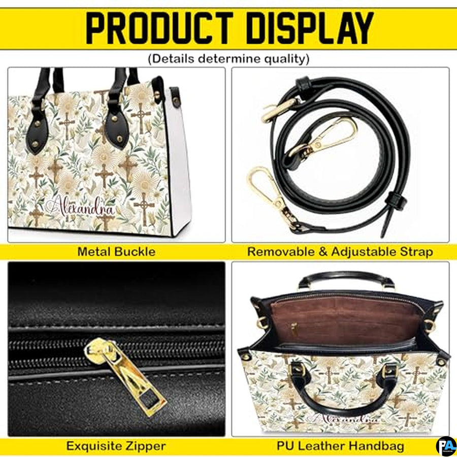 Custom Catholic Virgin Mary Leather Bag, Personalized Name Handbags and Purses for Christian Women Religious Bag Gifts