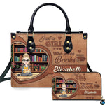 Personalized Book Lover Leather Bag, Just A Girl Who Loves Book Handbag With Name, Books Purse, Gifts For Readers, Writer