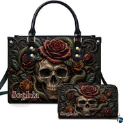 Personalized Halloween Gothic Leather Handbag Custom Raven Black Cat Purse Dark Fantasy Shoulder Bag Gift for Women