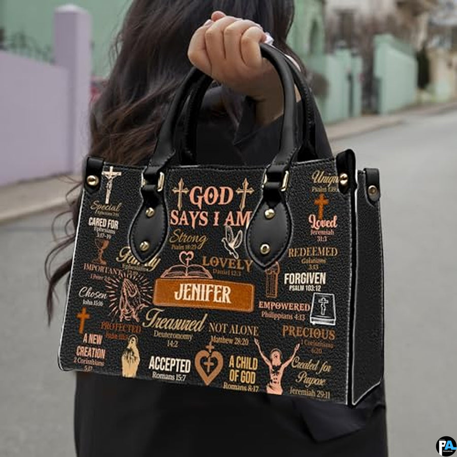 Personalized Christian Leather Handbag For Women, Bible Purse, Religious Bags Christian Gift For Women Her, Jesus Bag