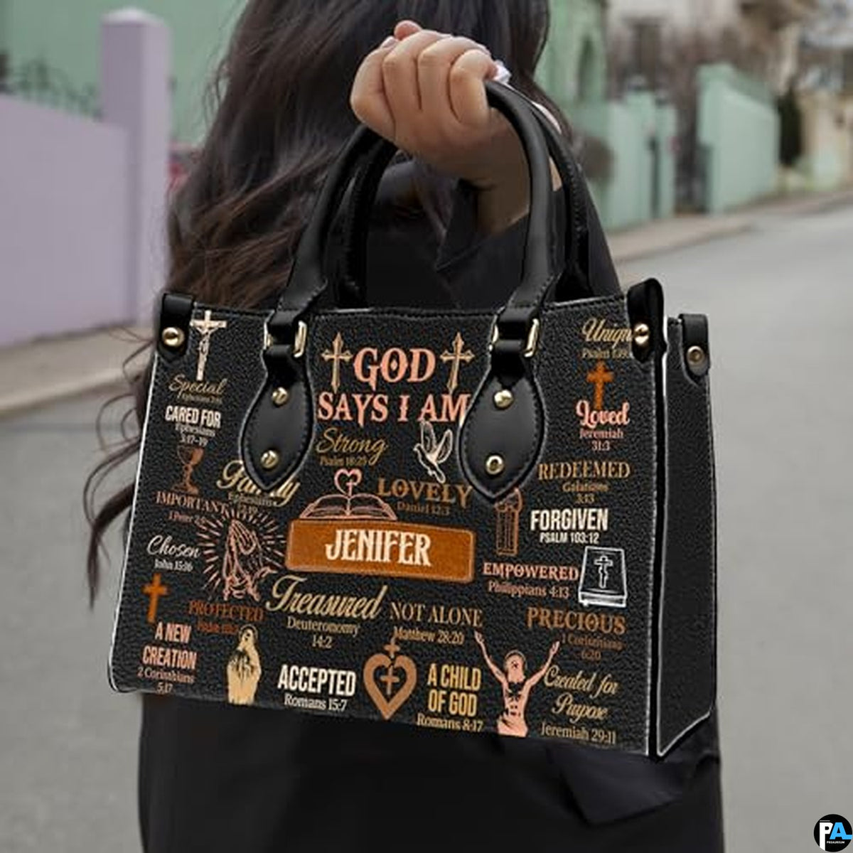 Custom Christian Bible Verse Leather Handbag for Christian Gifts