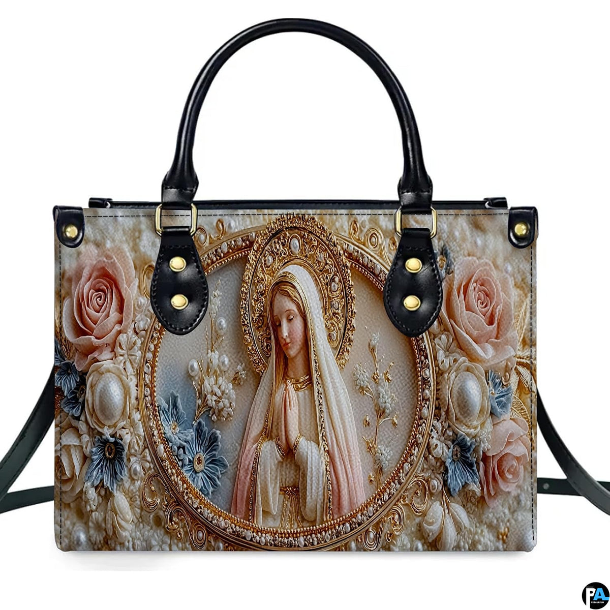 Lifestyle perspective highlighting shoulder carry of the Marian handbag with crossbody strap.