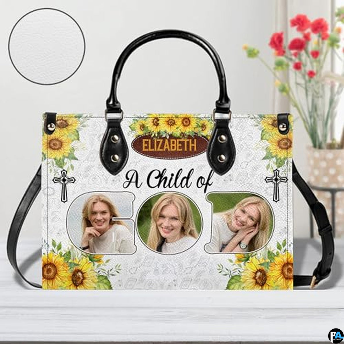 Personalized Sunflower Christian Woman Handbag for Christian Gift