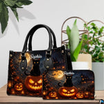 Black Cat Leather Bag – Vintage Cat Art Handbag, Stylish Animal-Themed Purse, Unique Gift for Cat Lovers