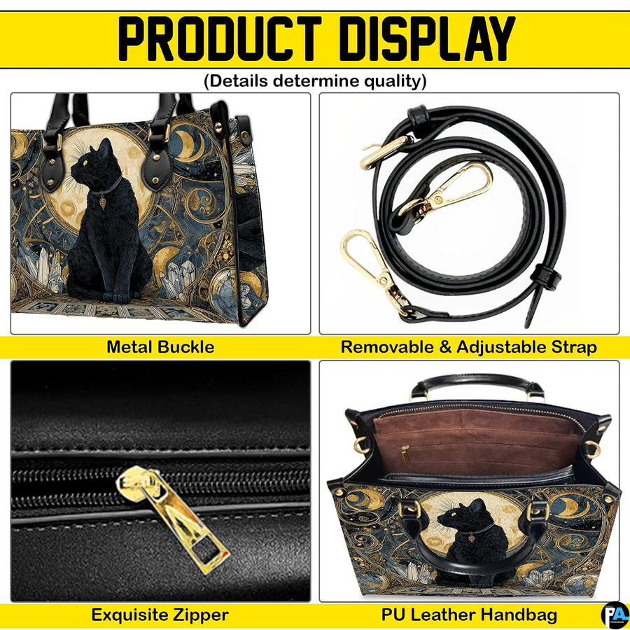Multi-panel diagram presenting close-up visual highlights of the feline graphic design.