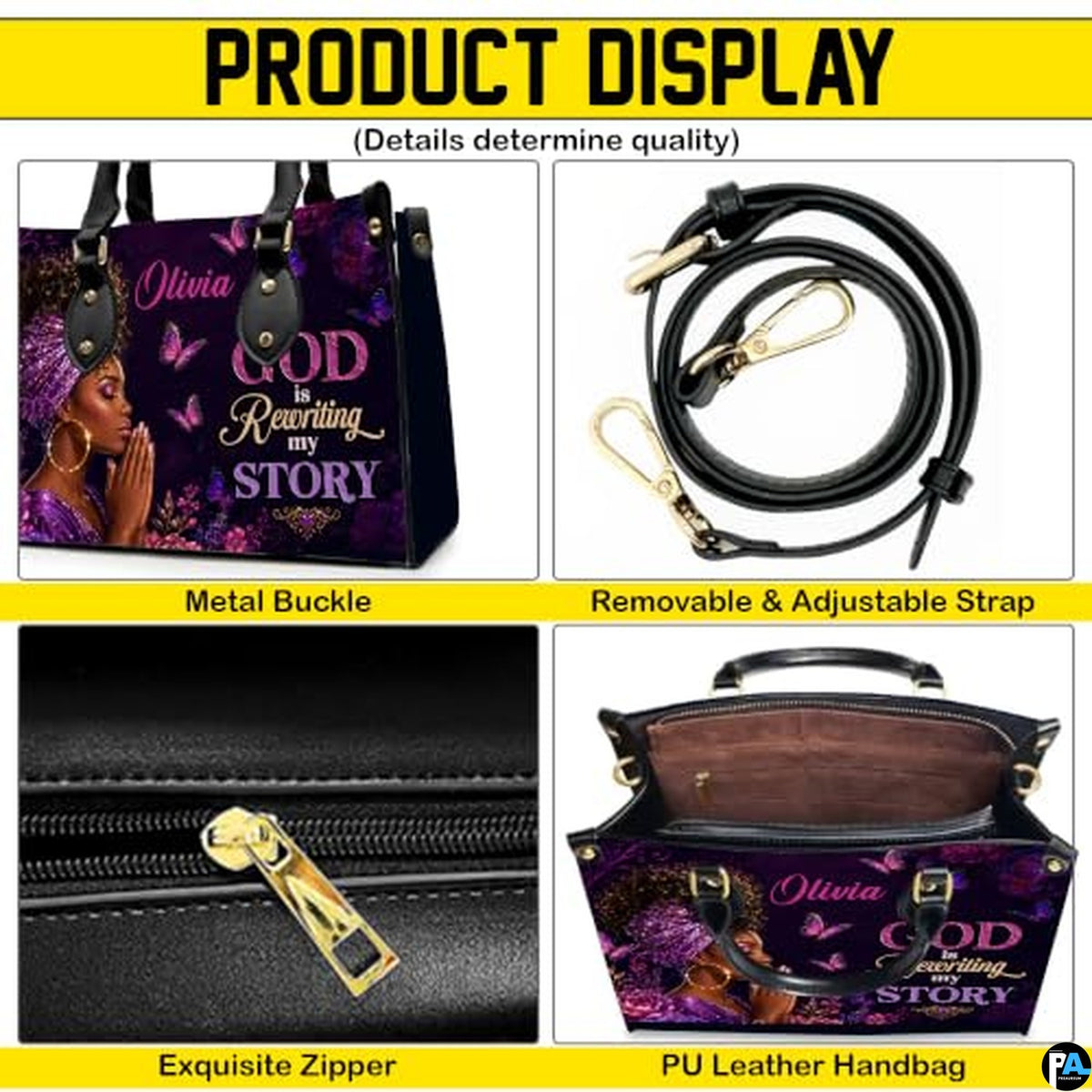 Personalized African American Leather Bag, African Purse, Gifts for Black Girl Women, Black History Handbags