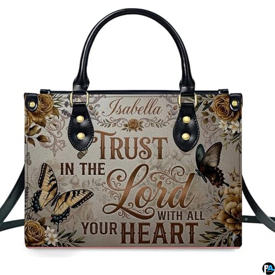 Personalized Christian Leather Handbag – Custom Purse Faith Gift for Mom, Grandma, Women Birthday or Christmas