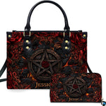 Personalized Halloween Leather Handbag – Custom Witch 3D Printing Effect Purses For Women – Spooky Gothic Shoulder Bag