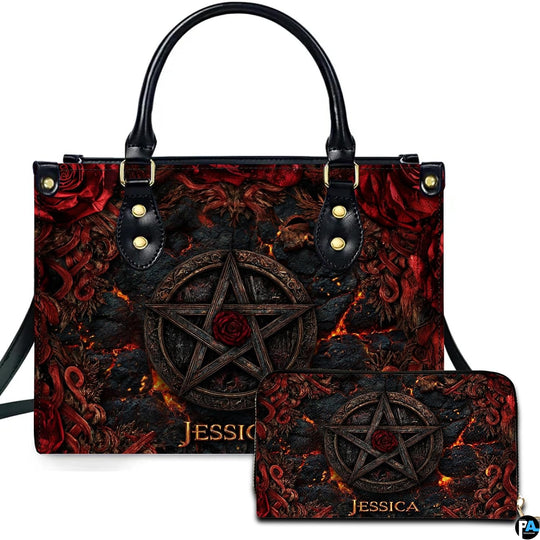 Personalized Halloween Leather Handbag – Custom Witch 3D Printing Effect Purses For Women – Spooky Gothic Shoulder Bag