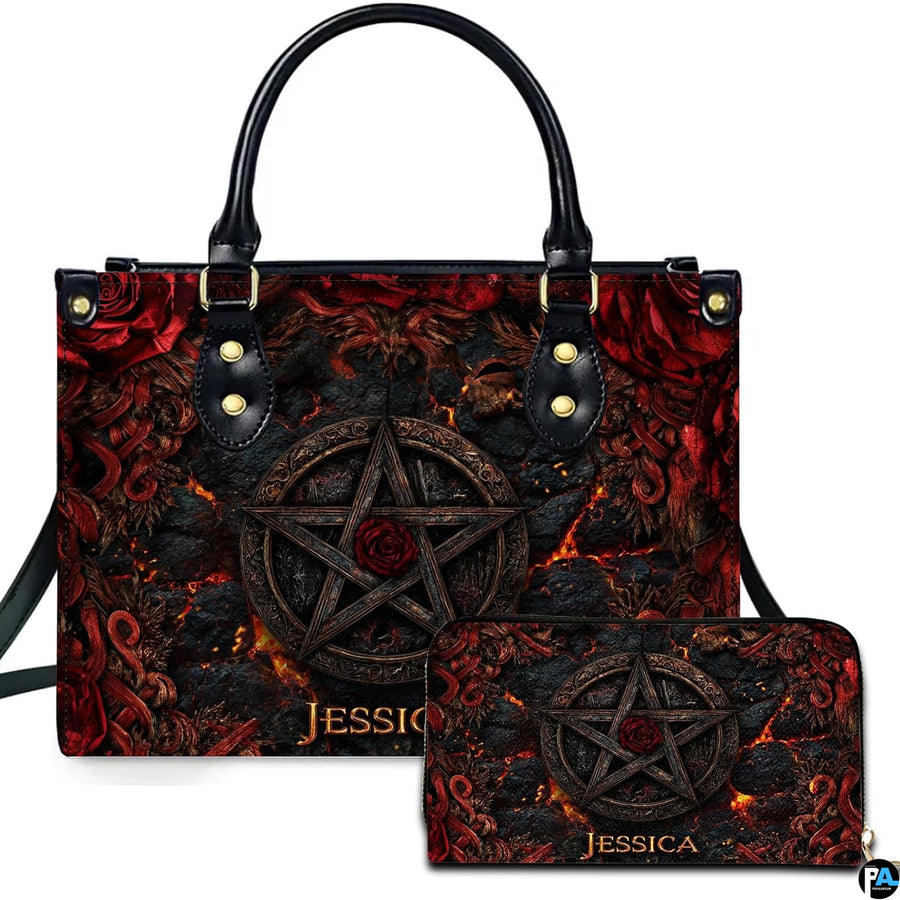 Personalized Halloween Leather Handbag – Custom Witch 3D Printing Effect Purses For Women – Spooky Gothic Shoulder Bag