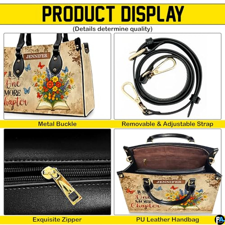 Personalized Book Lover Leather Bag, Just A Girl Who Loves Book Handbag With Name, Books Purse, Gifts For Readers, Writer