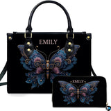 Ornate Floral Butterfly Handbag and Wallet Set