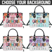 Mothers Day Gift Leather Bag- Personalized Grandmas Purse With Grandkids Names, Grandma Handbag Birthday Gifts For Mom Women