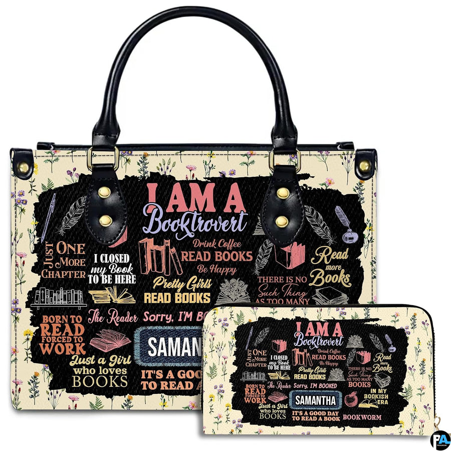 Personalized Book Lover Leather Bag, Just A Girl Who Loves Book Handbag With Name, Books Purse, Gifts For Readers, Writer