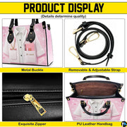 Product display collage showcasing pink doctor handbag exterior and interior views