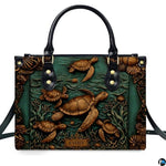 Personalized Animal Leather Handbag – Custom Name Flowers with 2D Print with 3D Effect – Gift for Gramma, Mom, Daughter