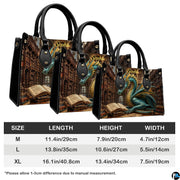 Lifestyle presentation of scholar dragon handbag and wallet set with styling accessories
