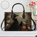 Dark gothic witch art accessory against white backdrop highlighting textured surface finish and moonlit graveyard scene.