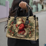 Matching wallet displaying Victorian Santa Claus and Christmas sheet music design