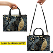 Black Cat Leather Bag – Vintage Cat Art Handbag, Stylish Animal-Themed Purse, Unique Gift for Cat Lovers