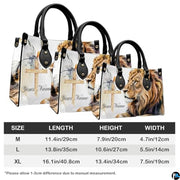 Personalized Lion Cross Watercolor Handbag for Faith Gift