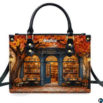 Personalized Book Lover Leather Handbag for Women, 3D Bookstore Library Tote Bag, Literary Gift for Readers, Bookworms