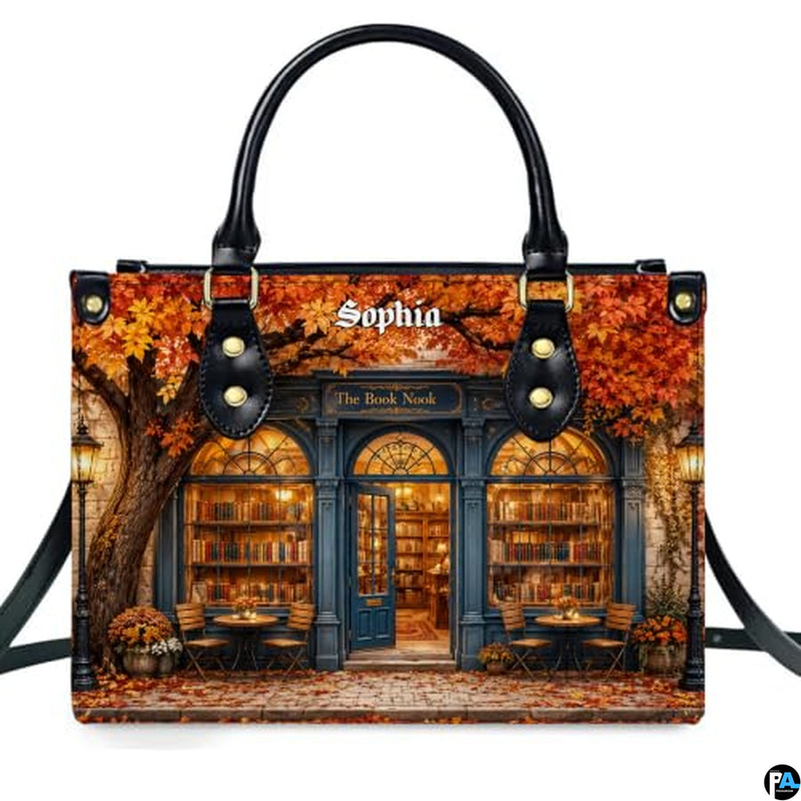 Personalized Book Lover Leather Handbag for Women, 3D Bookstore Library Tote Bag, Literary Gift for Readers, Bookworms