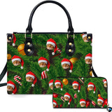Christmas Pine and Santa Cat Holiday Handbag and Wallet Set
