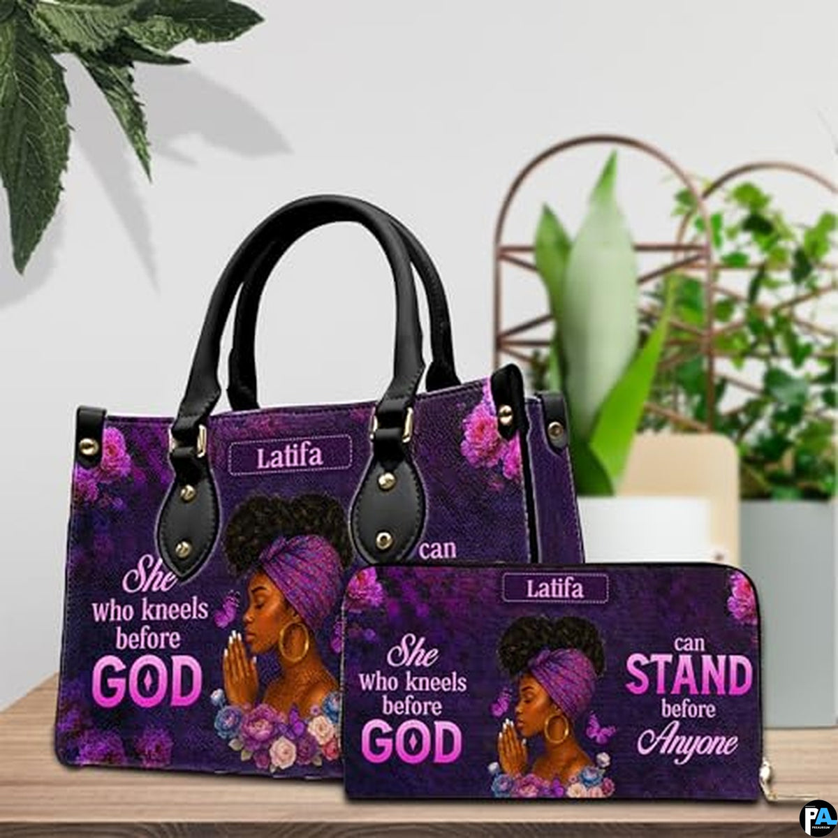 Personalized Leather Handbag for Black Women, Custom African Purse Bag Set, Birthday Meaningful Gifts for Mom, Friend