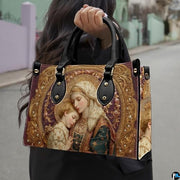 Custom Catholic Virgin Mary Leather Bag, Personalized Name Handbags and Purses for Christian Women Religious Bag Gifts