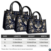 Size reference chart showing medium, large, and extra-large handbag dimensions