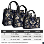Size reference chart showing medium, large, and extra-large handbag dimensions