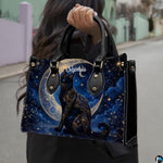 Black Cat Leather Bag – Vintage Cat Art Handbag, Stylish Animal-Themed Purse, Unique Gift for Cat Lovers