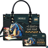 Author Fantasy Blue Dragon Writing Handbag and Matching Wallet Set