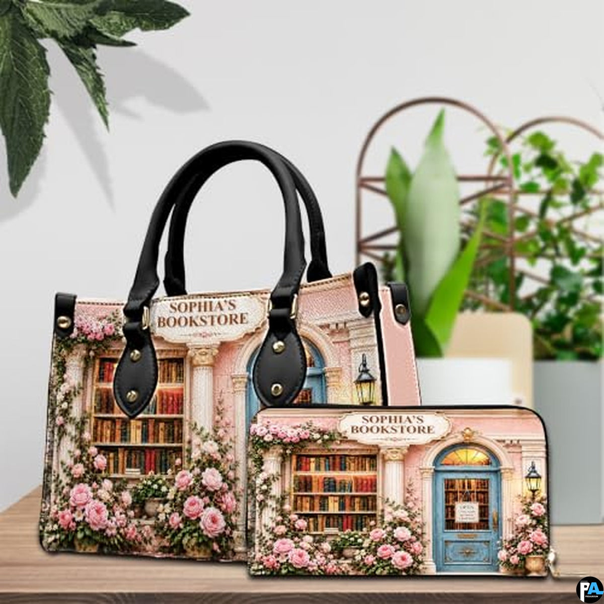 Personalized Book Lover Leather Handbag for Women, 3D Bookstore Library Tote Bag, Literary Gift for Readers, Bookworms