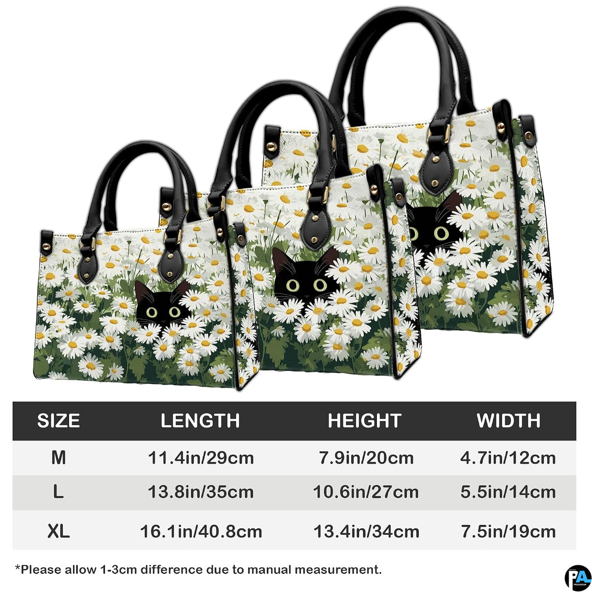 Proportional sizing chart illustrating medium, large, and extra-large dimensions.