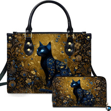 Black Cat Leather Bag – Vintage Cat Art Handbag, Stylish Animal-Themed Purse, Unique Gift for Cat Lovers