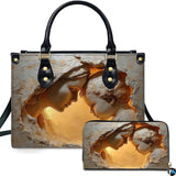 Carved Relief Virgin Mary Madonna and Child Handbag and Wallet Set