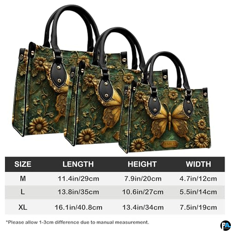 Personalized Butterfly Leather Handbag – Gothic Moon Bag with Adjustable Strap and Matching Witchcore Purse for Women