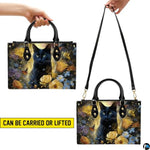 Black Cat Leather Bag – Vintage Cat Art Handbag, Stylish Animal-Themed Purse, Unique Gift for Cat Lovers